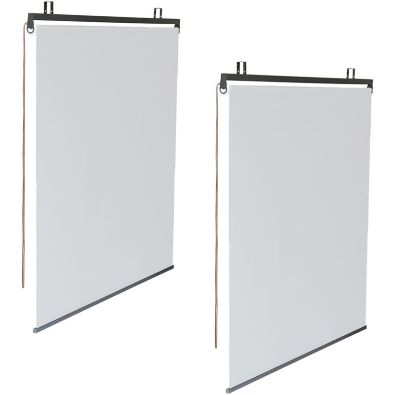 Lot de 2 stores enrouleurs L.124 x h. 225 cm pour pergola blanc