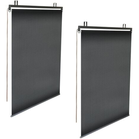 Lot de 2 stores enrouleurs tamisants L.124 x H. 225 CM pour pergola noir