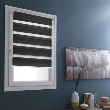 Lot de 2 stores jour nuit basiques - Gris - L40 x H100cm
