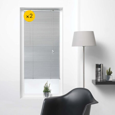 Lot de 2 stores vénitiens sans perçage 40 x 130 cm – Lamelles en aluminium argent – Kit de fixation inclus – Facile à nettoyer – Cdaffaires