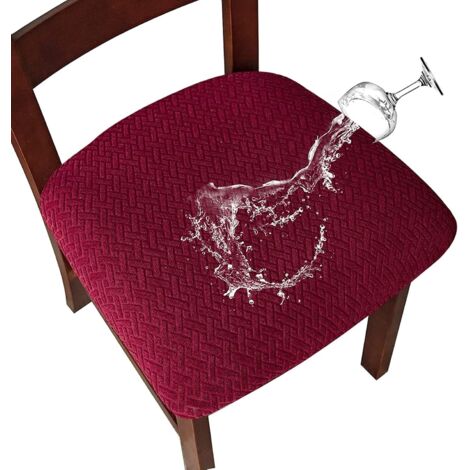 Lot de 2 Stretch Jacquard Imperméable Housses de siège de chais, Housses de Chaise Salle à Manger Housses de Chaise de Cuisine avec Boucle (rouge vin)