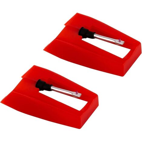 Lot de 2 stylets de rechange pour platines vinyles (rouge)