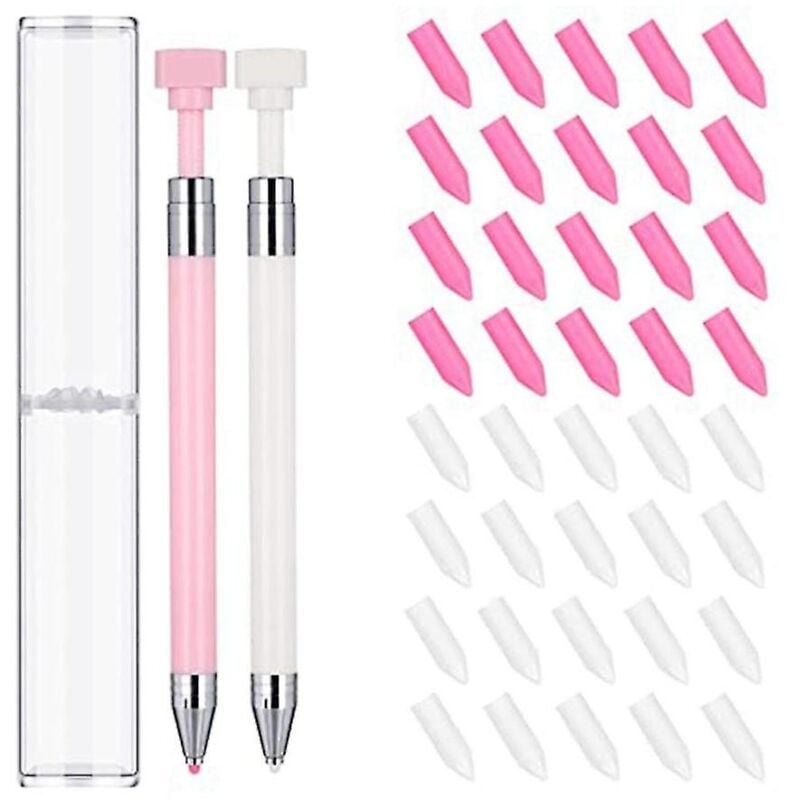 Lot de 2 stylos avec 40 pièces de rechange pour cire, colle, accessoires pour art diamant