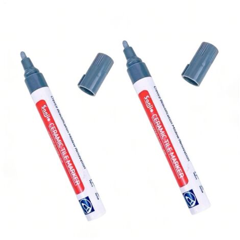 Lot de 2 stylos de jointoiement pour carrelage gris, stylos de réparation de joints pour cuisine, salle de bain et murs, anti-moisissure et étanche