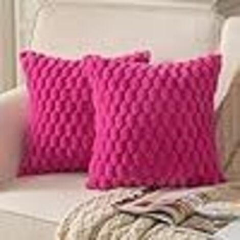 Lot de 2 Super Doux Peluche Moelleux décoratif Housses de Coussin Fausse Fourrure Laine Velours Taie d'oreiller Canapé Chambre à Coucher 45 x 45 cm