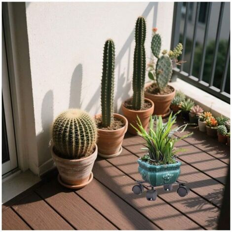 [Lot de 2] Support de pot de fleur carré avec roulettes 180 x 180 mm Base de poulie mobile Plateau de pot hydroponique de style nordique Salon Balcon Tapis roulant pour plantes vertes Style simple et