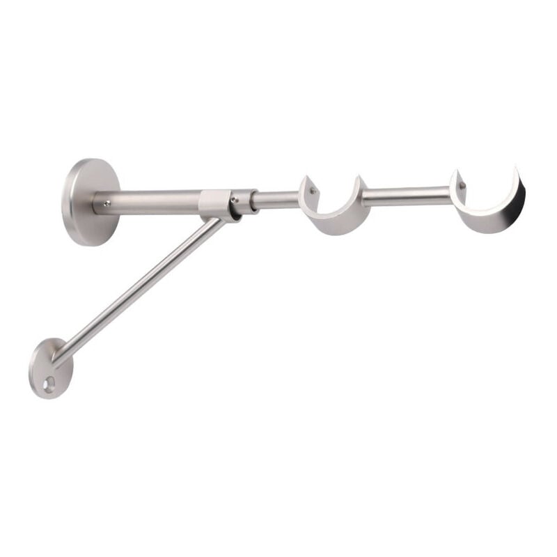 Store Menuiserie - 2 Supports pour Tringle à Rideaux, Gris, Support Mural avec Jambe de Force, Double Tringle, Diamètre 28
