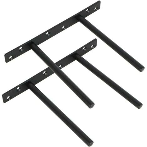 Lot de 2 Support pour Étagère Flottante Invisible Support en Métal pour Tablette Flottante en Bois Dissimulé à Fixation Murale, Finition Noire Mate, 2 Pcs