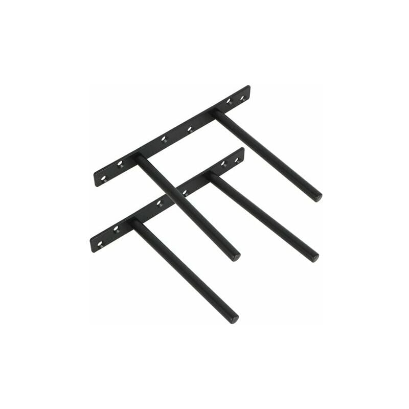 SNQ - Lot de 2 Support pour Étagère Flottante Invisible Support en Métal pour Tablette Flottante en Bois Dissimulé à Fixation Murale, Finition Noire