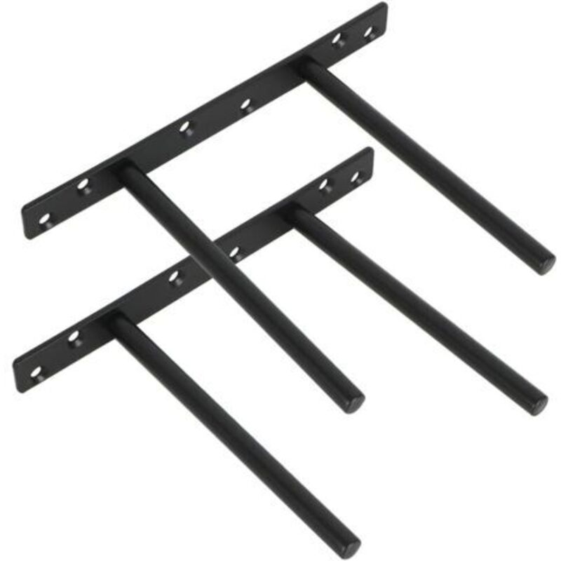 Lot de 2 Support pour Étagère Flottante Invisible Support en Métal pour Tablette Flottante en Bois Dissimulé à Fixation Murale, Finition Noire Mate
