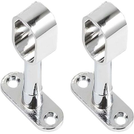 Lot de 2 Support Tringle Penderie Support pour Barre Penderie Ovale Zinc-Aluminium Support Central de Tube pour Armoire Penderie Vetement,Tringle Rideau Plafond,supports de tringle de