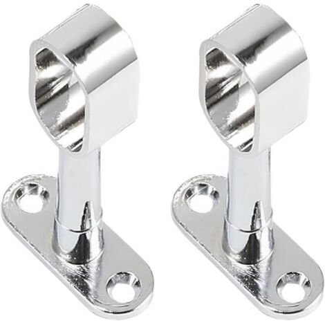 Lot de 2 Support Tringle Penderie Support pour Barre Penderie Ovale Zinc-Aluminium Support Central de Tube pour Armoire Penderie Vetement,Tringle Rideau Plafond,supports de tringle de