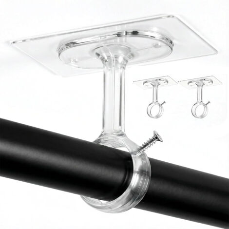 Lot de 2 Support Tringle Rideaux Autocollant - Fixation Murs/Plafonds sans Perçage Facile