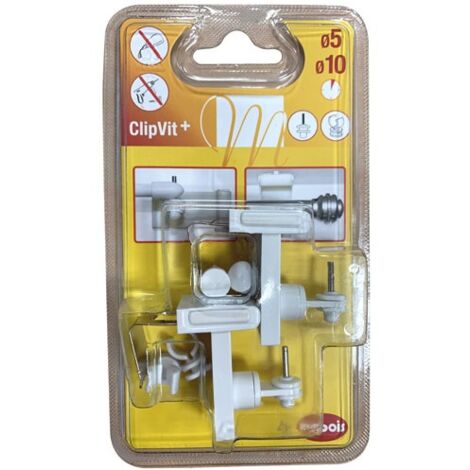 Lot de 2 supports à clipser pour tringle à rideau – Fixation 3 en 1 – Compatible fenêtres PVC, aluminium, bois – Installation sans outils – Mobois