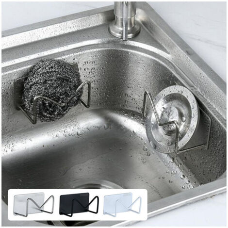 Lot de 2 supports à éponges en acier inoxydable pour la cuisine, égouttoir à linge, étagère d'évier auto-adhésive Shigo, accessoires de cuisine, rangement et gadgets