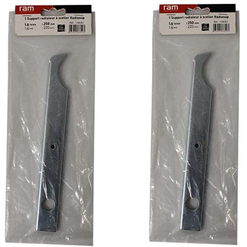 Lot de 2 supports à sceller pour radiateur en fonte type rideau - longueur axe 220 mm - longueur totale 250 mm RAM