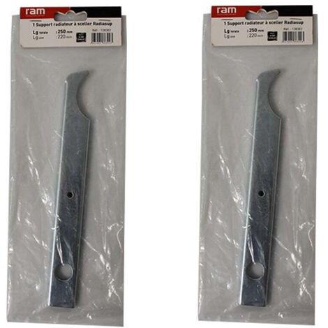 Lot de 2 supports à sceller pour radiateur en fonte type rideau - longueur axe 220 mm - longueur totale 250 mm - Ram