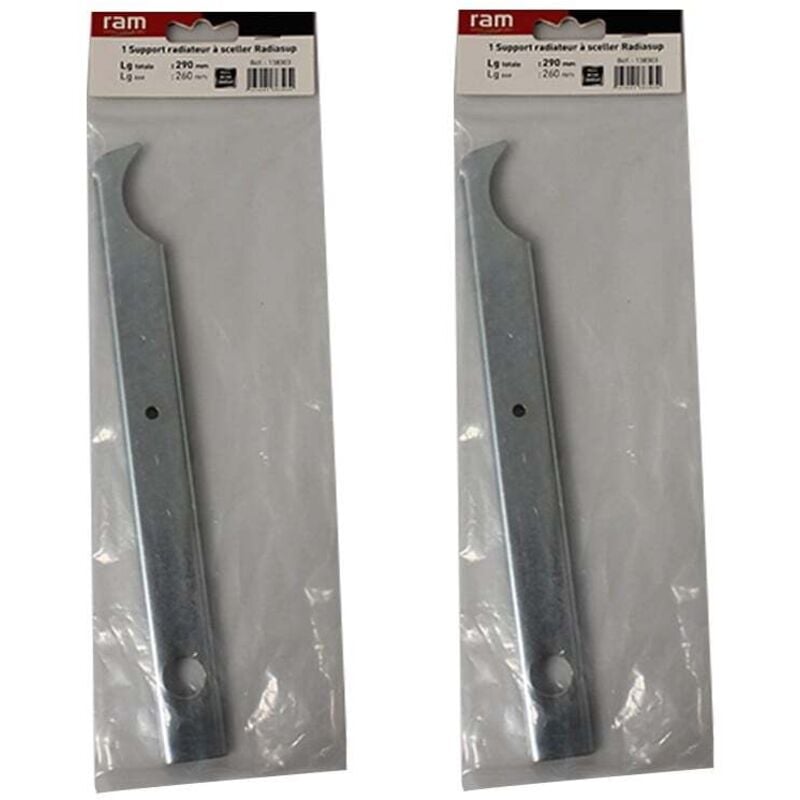Lot de 2 supports à sceller pour radiateur en fonte type rideau - longueur axe 260 mm - longueur totale 290 mm RAM