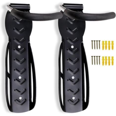 Lot de 2 supports à vélos muraux, support noir pour 2 vélos.