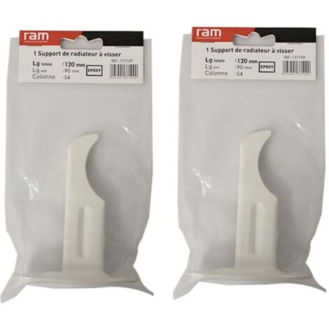 Lot de 2 supports à visser pour radiateur en fonte type rideau - longueur axe 90 mm - longueur totale 120 mm - Ram
