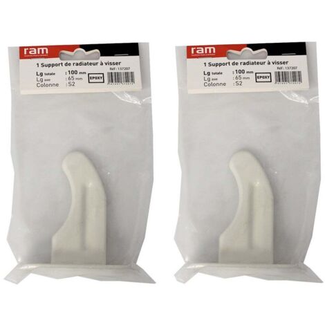 Lot de 2 supports à visser pour radiateur en fonte type traditionnel - longueur axe 65 mm - longueur totale 100 mm - Ram