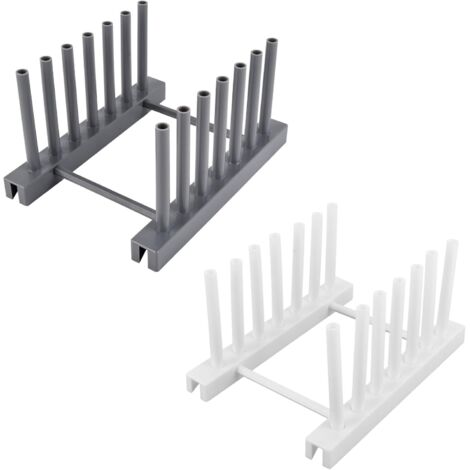 Lot de 2 Supports couvercles, Rangement ABS, Égouttoir cuisine, Organiseur placard, Blanc et Gris