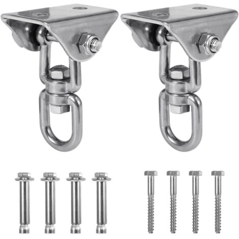 Lot de 2 supports de balançoire robustes pivotants à 360° en acier inoxydable antirouille pour balançoires en béton et en bois, aires de jeux, vérandas, hamacs de yoga.
