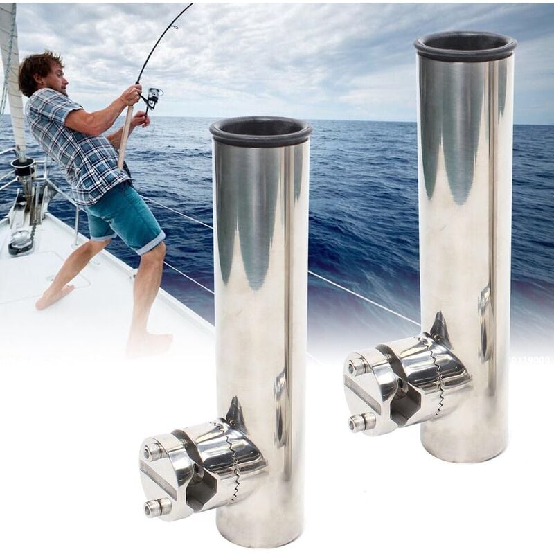 Senderpick - Lot de 2 supports de canne à pêche, support de canne à pêche pour bateau, acier inoxydable, rotation à 360 degrés, support de canne à