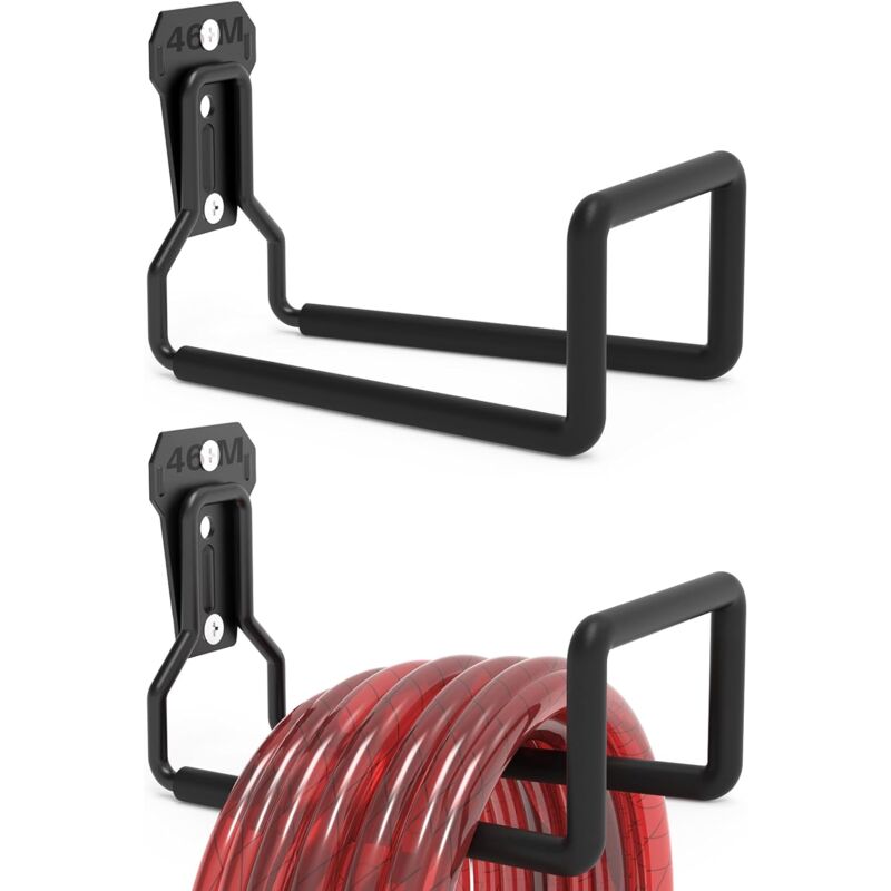 Lot de 2 supports de dévidoir de tuyau en métal robuste pour montage mural, support de tuyau d'arrosage pour jardin, crochets de dévidoir robustes