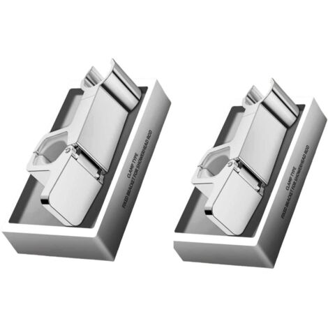Lot de 2 supports de douche universels à pince, compatibles avec les tiges de 24 à 34 mm, avec angle réglable et fixation rapide (argenté).