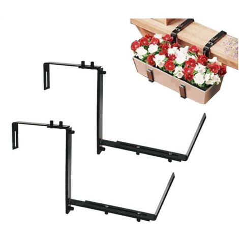 Lot de 2 supports de jardinière réglables pour jardinière de balcon - Support robuste pour terrasse, balustrade, pavillon, suspension de jardinière résistante aux intempéries