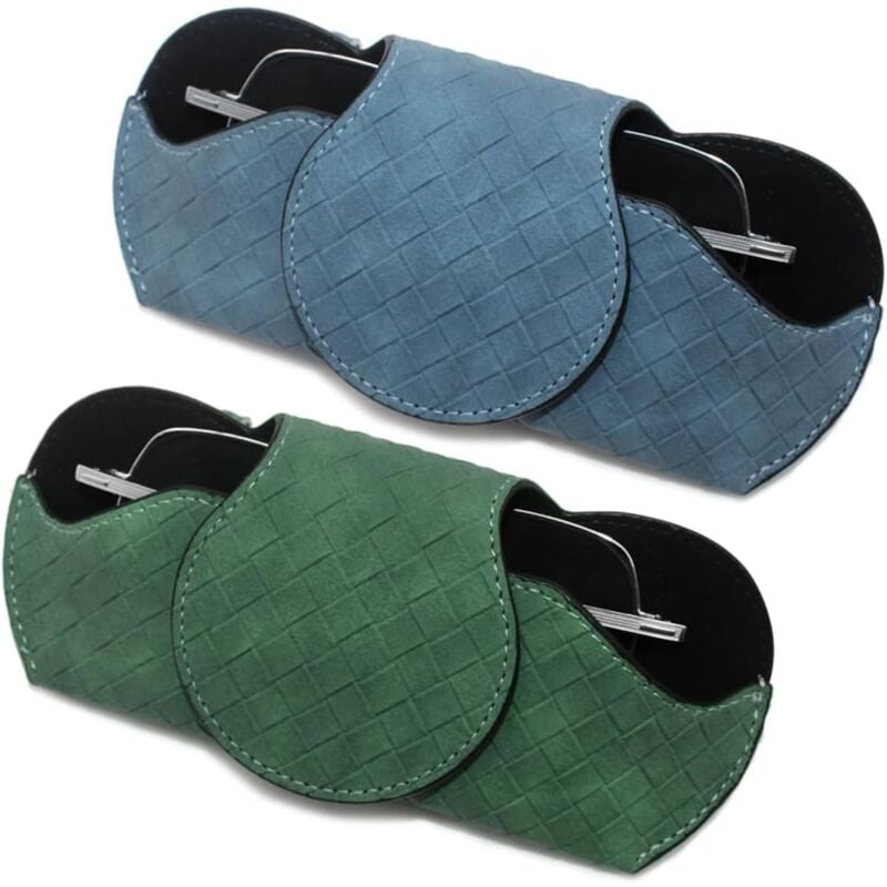 Shining House - Lot de 2 supports de lunettes de soleil pour pare-soleil de voiture, étui à lunettes en cuir avec clips pour pare-soleil de voiture,