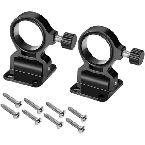 Lot de 2 supports de parapluie de pêche, supports de parasol pliables à fixation murale, pour balcon, terrasse, plate-forme de pêche (noir)