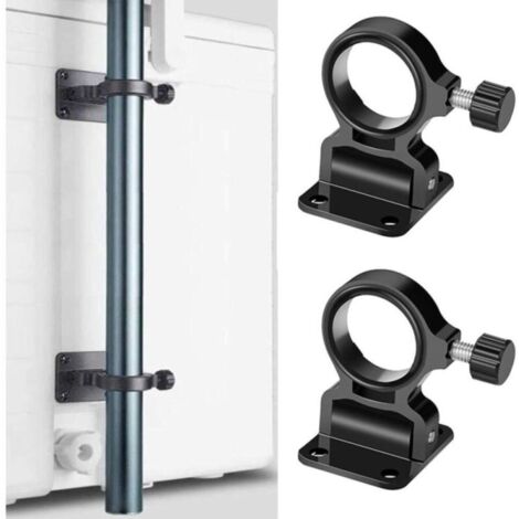 Lot de 2 supports de parasol pliables noir pour canne à pêche, support mural pour parapluie, plage, terrasse, cour, balcon, parc