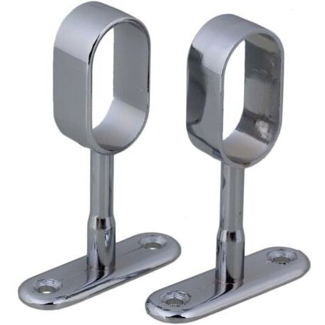 Lot de 2 supports de penderie ovales en alliage de zinc plaqué argent 16 mm