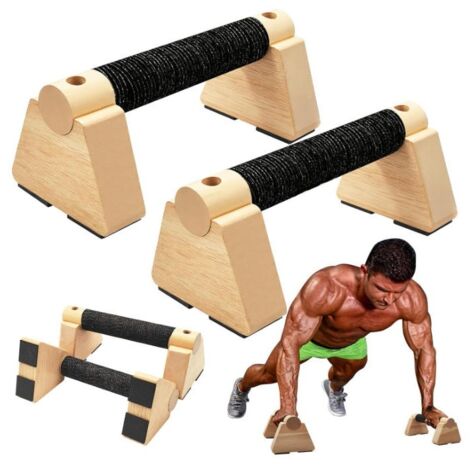 Lot de 2 supports de pompes noirs de 20 cm en bois, barres de maintien pour pompes et handstand, équipement de fitness à domicile