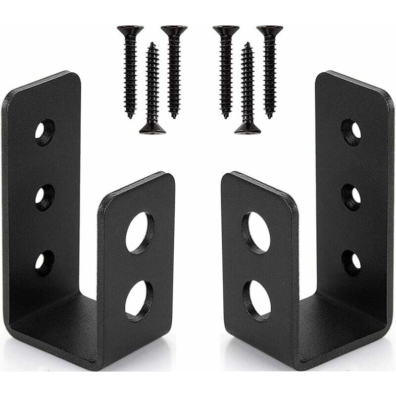 Lot de 2 supports de porte en acier robuste pour porte de 2 x 4, barre de sécurité en forme de u