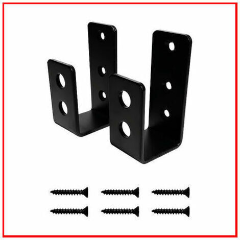 Lot de 2 supports de porte en acier robuste pour porte de 2 x 4, barre de sécurité en forme de U - noire