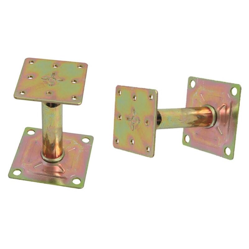 Lot de 2 supports de poteau réglables pour plaques de base 55-75 mm - Support de poteau de clôture surélevé en acier galvanisé pour bâtiments,
