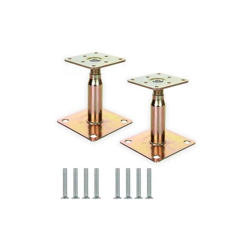 Dolaso - Lot de 2 supports de poteau surélevés galvanisés réglables de 100 à 150 mm, support de toit robuste pour construction