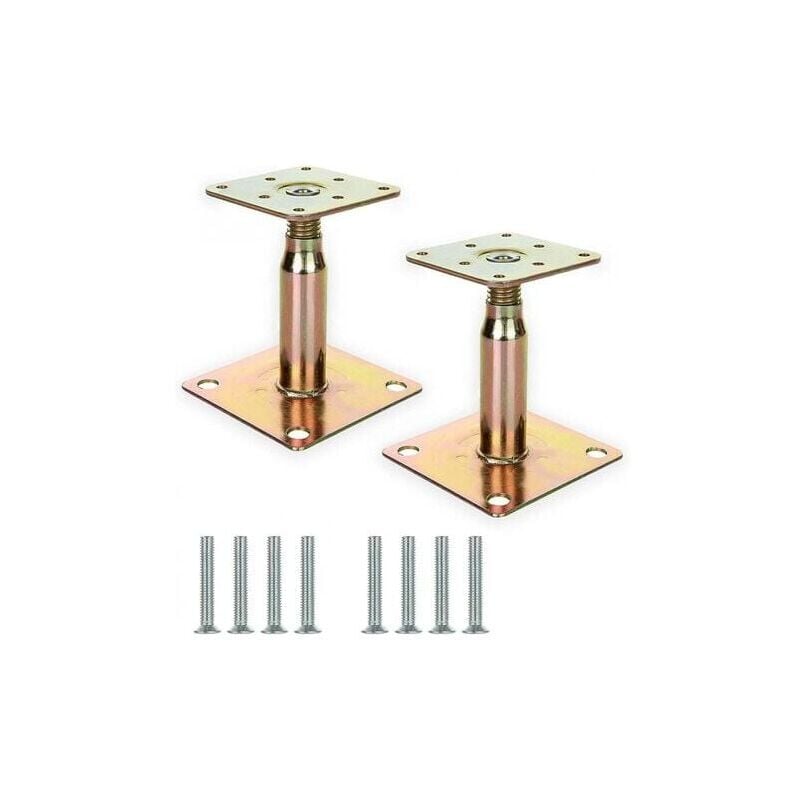 Lot de 2 supports de poteau surélevés galvanisés réglables de 100 à 150 mm, support de toit robuste pour construction