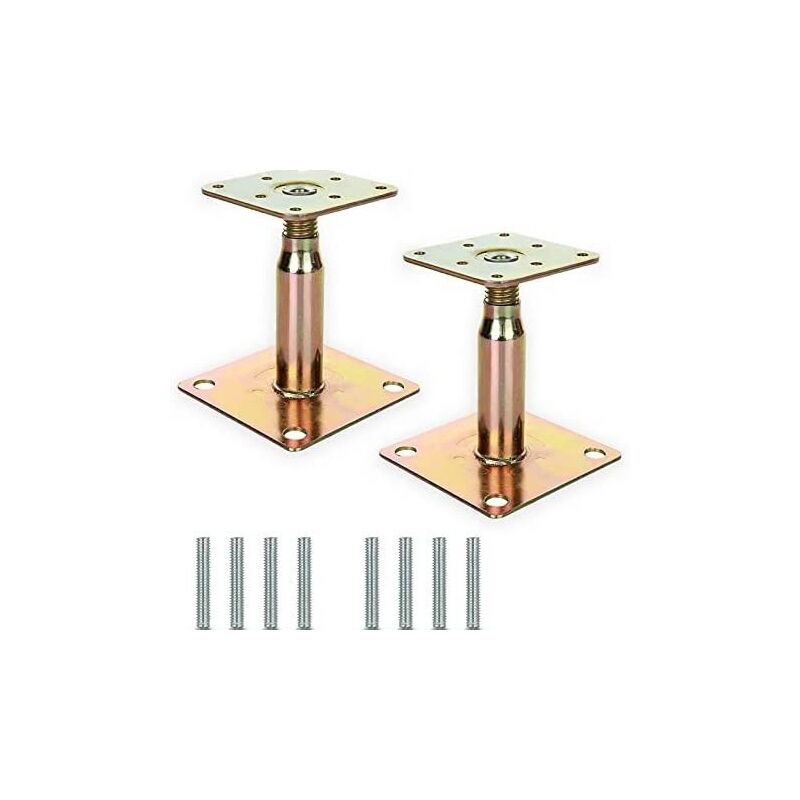 Lot de 2 supports de poteau surélevés galvanisés réglables de 100 à 150 mm, support de toit robuste pour construction