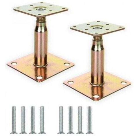 Lot de 2 supports de poteau surélevés galvanisés réglables de 100 à 150 mm, support de toit robuste pour construction