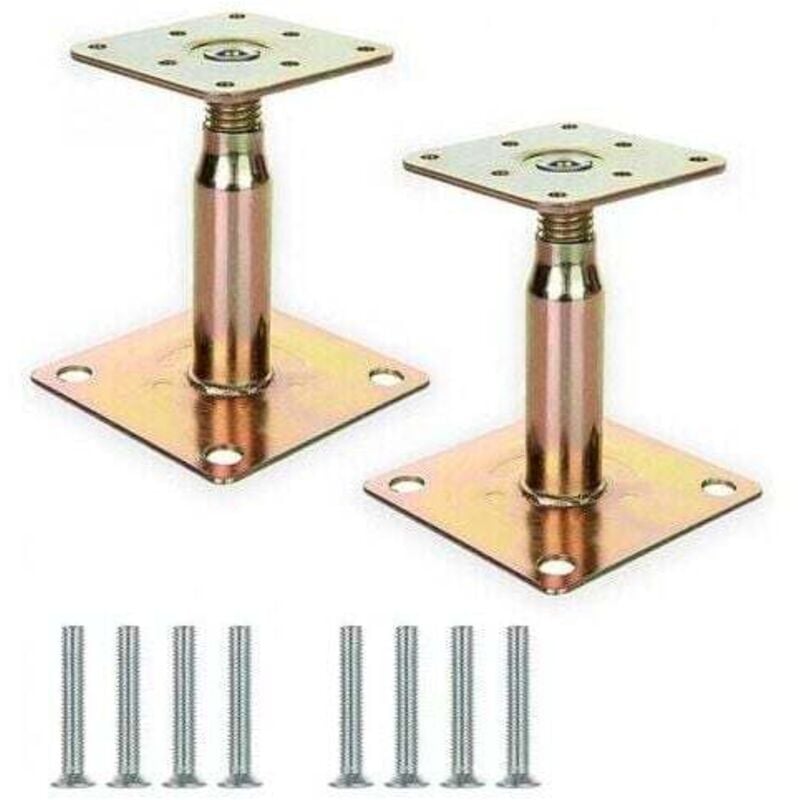 Trimec - Lot de 2 supports de poteau surélevés galvanisés réglables de 100 à 150 mm, support de toit robuste pour construction