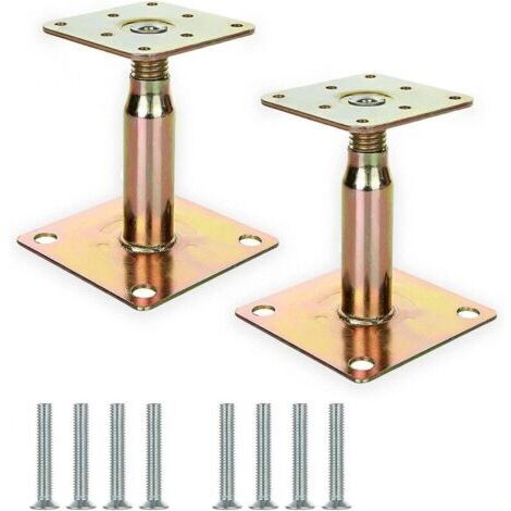 Lot de 2 supports de poteau surélevés réglables galvanisés de 100 à 150 mm - Pour la construction - Doré,dyk.Trywise