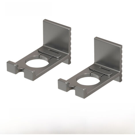 Lot de 2 supports de rangement gris anthracite pour gel douche, sans perçage, pour shampoing et savon pour les mains.