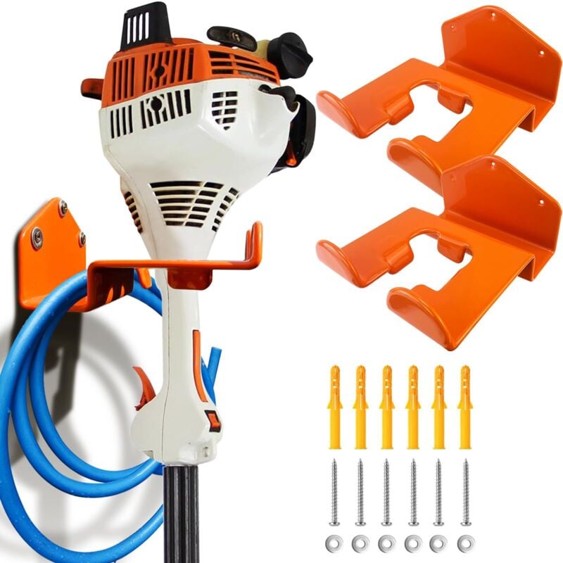 Lot de 2 supports de rangement pour garage, outils électriques de jardin, taille-haie, support mural pour garage