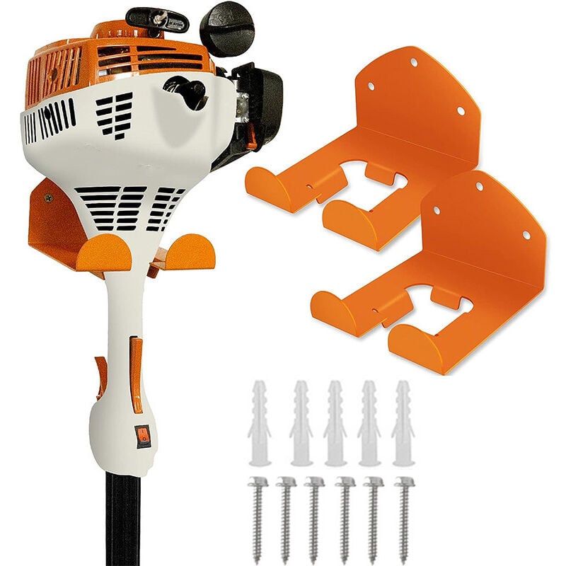 Sjqka - Lot de 2 supports de rangement pour outils électriques de jardin pour débroussailleuse, taille-haie, mur de garage, coupe-bordure de garage