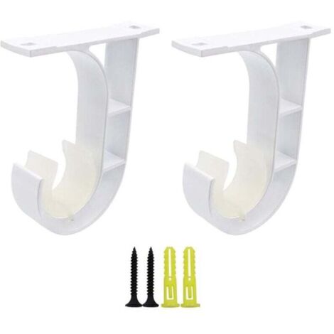 Lot de 2 supports de rideaux réglables, crochets de 20 à 24 mm, supports de tringle à rideaux robustes en aluminium avec vis pour rideaux ou armoires (blanc)