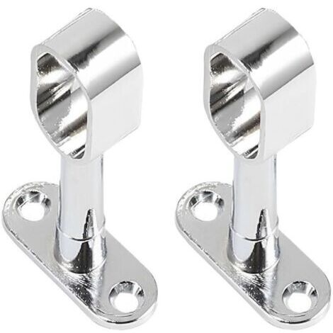 Lot de 2 Supports de Suspension pour Tringle Ovale de Penderie (17x31 mm) - Support Central Alliage Zinc Galvanisé - Fixation Sans Vis